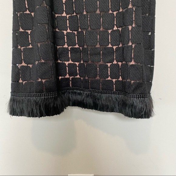 Alexis Dress Jasmine Black Tan Fringe Trim Low Back Sleeveless Mini Cocktail - Picture 3 of 9